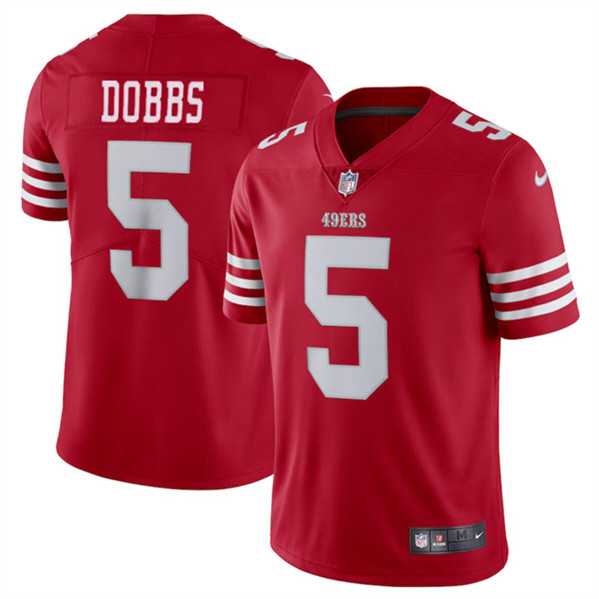 Men & Women & Youth San Francisco 49ers #5 Josh Dobbs Red Vapor Untouchable Limited Stitched Jersey,We sell and wholesale Men & Women & Youth San Francisco 49ers #5 Josh Dobbs Red Vapor Untouchable Limited Stitched Jersey on line form chian!